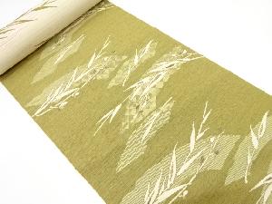 アンティーク　破れ地紙に草葉模様　八寸帯地反物